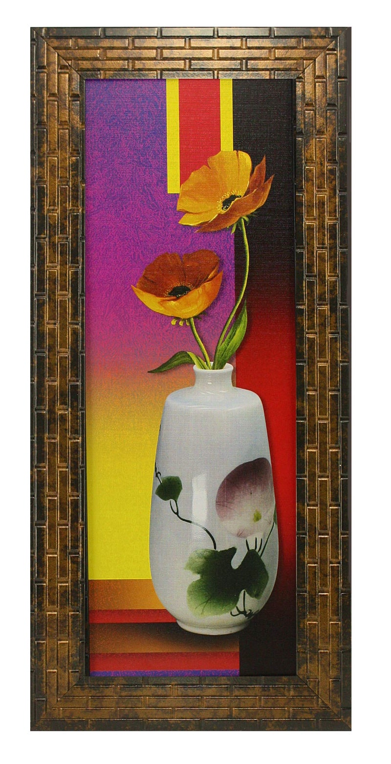 Indianara Set of 3 Floral Paintings (1682) Without Glass 5.2 X 12.5, 9.5 X 12.5, 5.2 X 12.5 INCH - Image 4