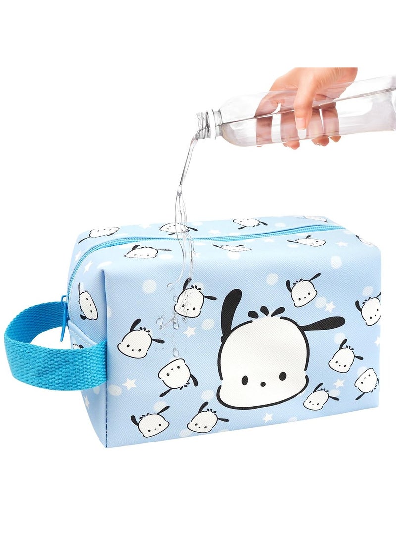 Cute Makeup Bag Portable, Cartoon Large Capacity PU Leather Travel Small Toiletry Bag Cosmetic Pouch with Zipper, Kawaii Waterproof Skin Care Bags Pencil Bag for Girls Women - Image 3