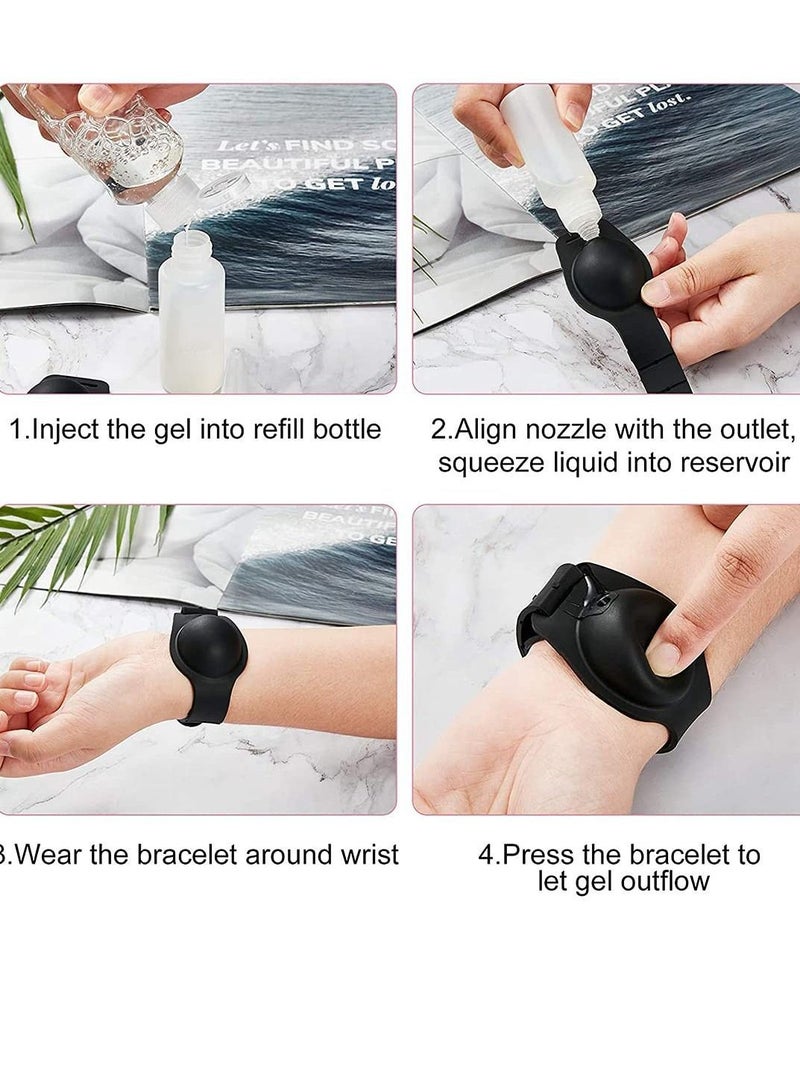 نيبمينينت Hand Sanitizer Bracelet 1 Pieces Dispensing Silicone Wearable Liquid Dispenser Refillable Wristband with Pointed Squeeze Bottle for Kids Adults 15 ml - Image 4