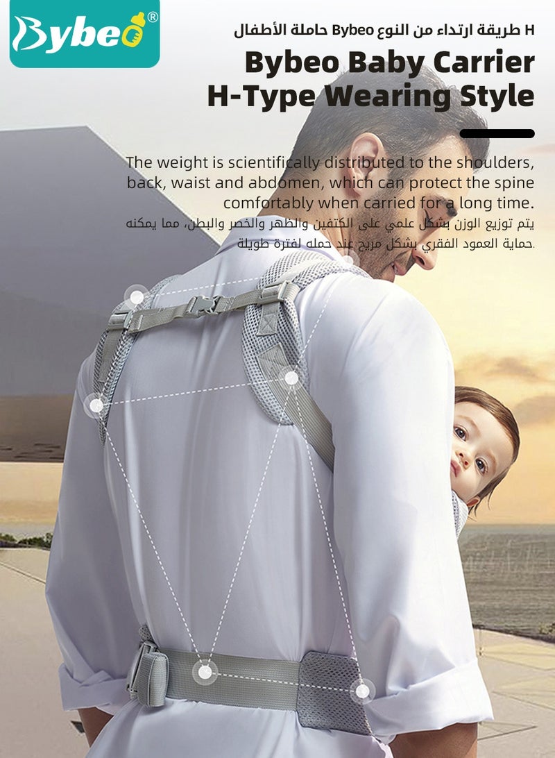 Bybeo Baby Wraps Carrier, Breathable Ergonomic Infant Front Facing/Back Carriers Adjustable Baby Strap Waist Carrier for Newborn to Toddler 0-30kg, One Size Fits All  - Image 4