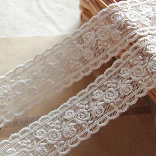 Sourcemall Lace Trim Ribbon, Delicate White Floral Ribbon for Wedding/Bridal Decoration, DIY Craft Sewing, Home Decoration, 5 Yards - Image 2