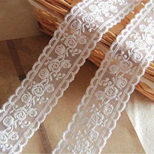 Sourcemall Lace Trim Ribbon, Delicate White Floral Ribbon for Wedding/Bridal Decoration, DIY Craft Sewing, Home Decoration, 5 Yards - Image 3