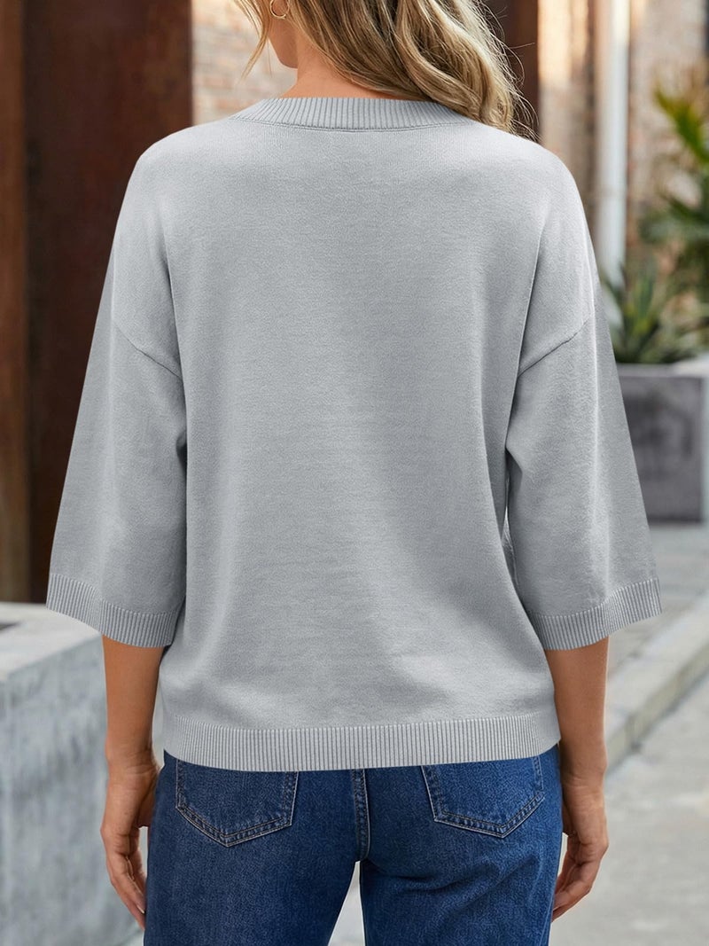 Saodimallsu Womens Short Sleeve Cardigan Sweaters Crew Neck Button Down Lightweight Casual Summer Knit Tops - Image 5