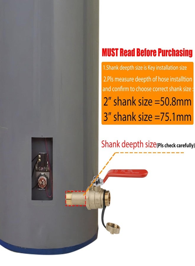 WHK Water Heater Drain Valve 3/4"MIP X 3/4" Male GHT Connection to drain or Flush Hot Water Heater Faster and Easy Big Full Port (Lead-Free Brass,3 Inch Shank with Long Handle,Straight) - Image 2
