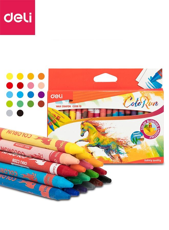 Deli 18-Piece Standard Wax Crayon Multicolour Thin Rod Round Barrel Non-toxic School Supplies for Teachers Sudents - Image 1