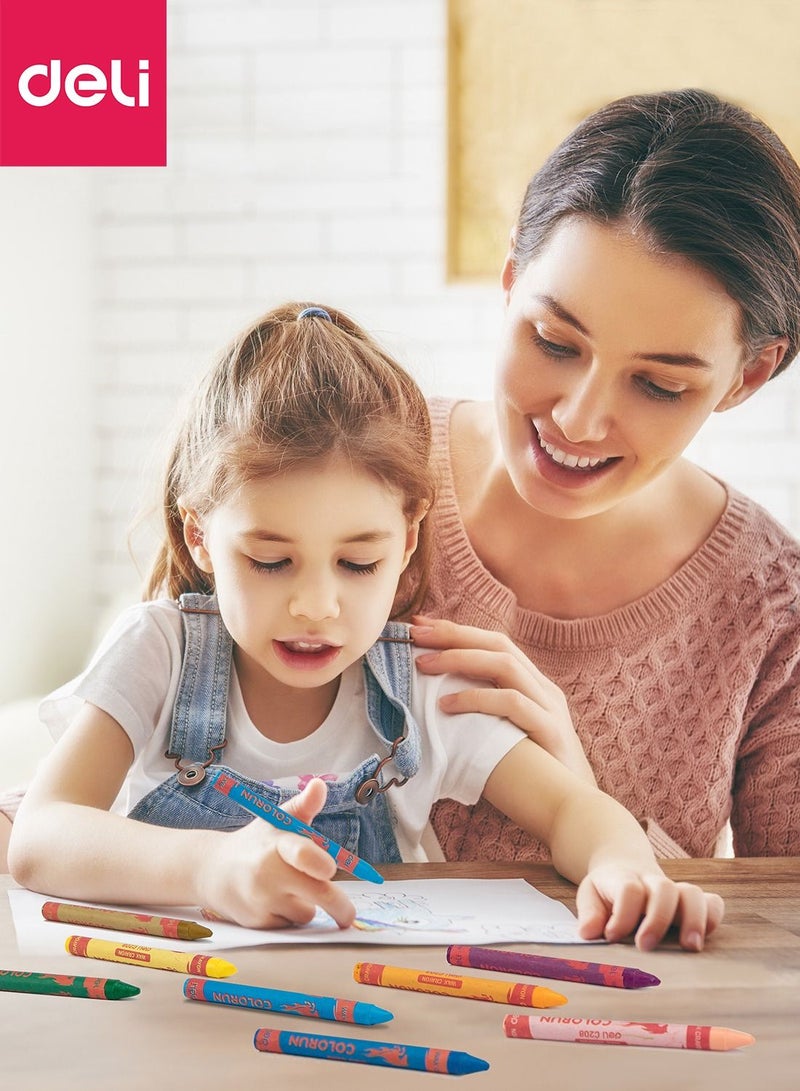 Deli 18-Piece Standard Wax Crayon Multicolour Thin Rod Round Barrel Non-toxic School Supplies for Teachers Sudents - Image 3