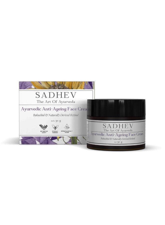 Sadhev Ayurvedic Anti-Ageing Face Cream With Goodness Of Bakuchiol And Naturally Derived Retinol for Wrinkles And Fine lines 50 gm - Image 1