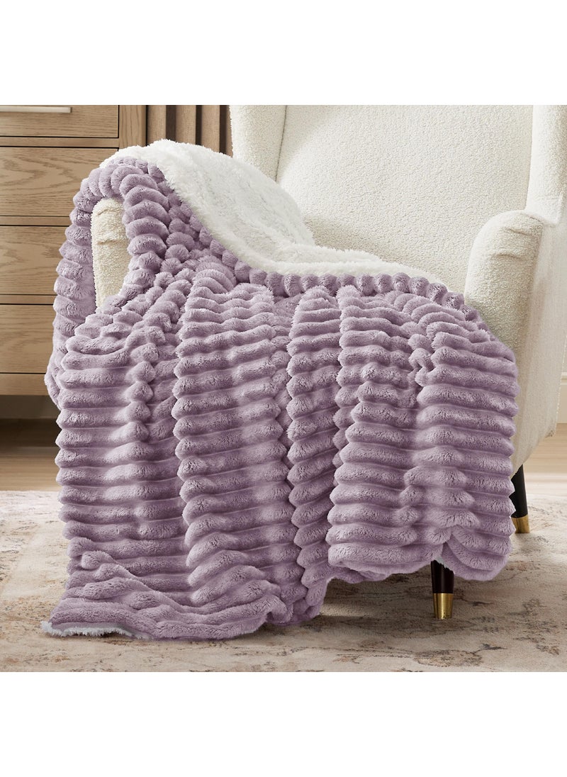 Bedsure Bedsure Sherpa Blanket Twin Size for Couch - Super Soft Cozy Blanket for Bed  Fleece Thick Warm Blanket for Winter  Plush Purple Blanket Gift for Women  60x80 Inches  - Image 1