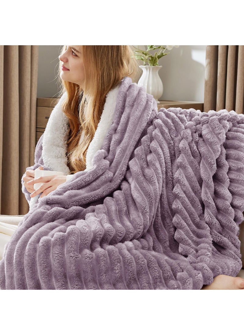Bedsure Bedsure Sherpa Blanket Twin Size for Couch - Super Soft Cozy Blanket for Bed  Fleece Thick Warm Blanket for Winter  Plush Purple Blanket Gift for Women  60x80 Inches  - Image 2