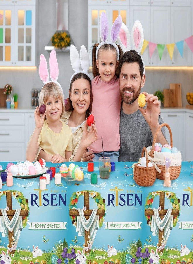 Uflashmi He is Risen Easter Tablecloth Disposable, Easter Table Cloth Covers Plastic Rectangle for Party Decorations Supplies, 3 Pack, 54'' x 108'' - Image 5
