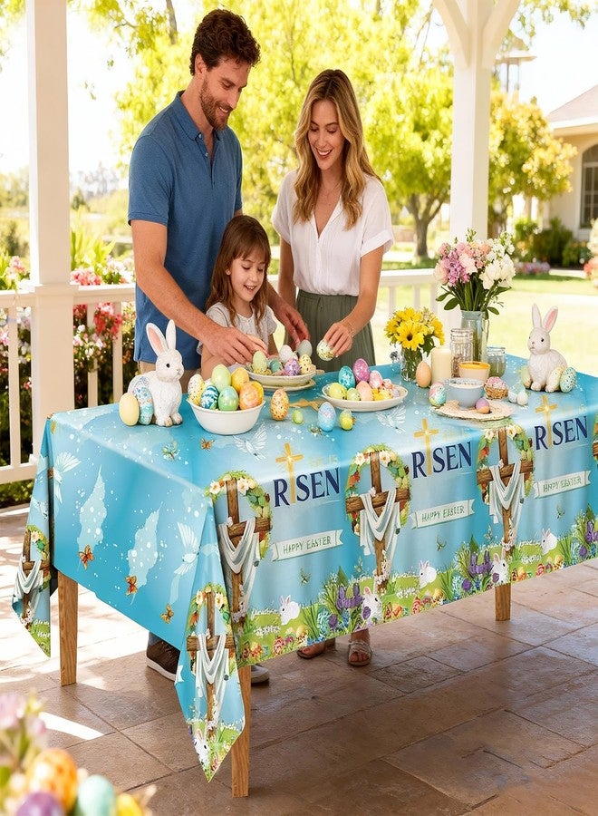 Uflashmi He is Risen Easter Tablecloth Disposable, Easter Table Cloth Covers Plastic Rectangle for Party Decorations Supplies, 3 Pack, 54'' x 108'' - Image 2