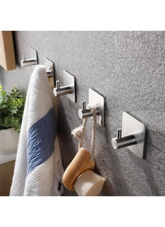 Yoawllty 6 Pcs Adhesive Wall Hooks for Hanging,Towel Hooks Waterproof Shower Wall Hooks Stainless Steel Stick on Hooks Heavy Duty Sticky Hooks for Bathroom Kitchen Living room and Offices(Silver)  - Image 2