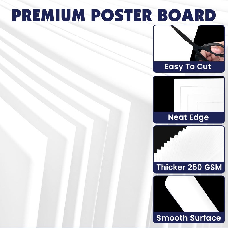 NUITPY 80 Sheets Poster Board, 11in x 14in White Poster Board, 250gsm Thickness Poster Paper, Poster Boards Paper Bulk for Craft, Drawing, DIY Project, Presentations, Display, Sign - Image 4