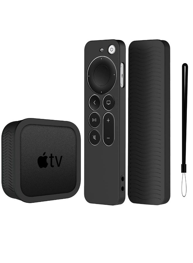 غطاء سيليكون لجهاز Apple TV 4K مع غطاء سيليكون لجهاز التحكم عن بُعد Siri 2021، مع حافظة لجهاز Apple TV 4K 2021 مقاومة للصدمات والانزلاق والسقوط. - Image 1