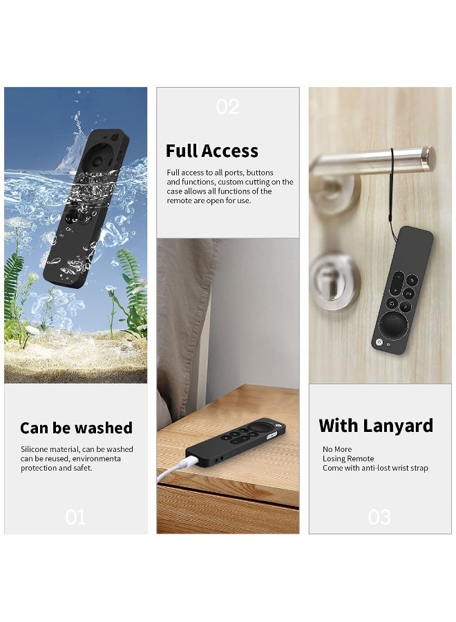 غطاء سيليكون لجهاز Apple TV 4K مع غطاء سيليكون لجهاز التحكم عن بُعد Siri 2021، مع حافظة لجهاز Apple TV 4K 2021 مقاومة للصدمات والانزلاق والسقوط. - Image 2