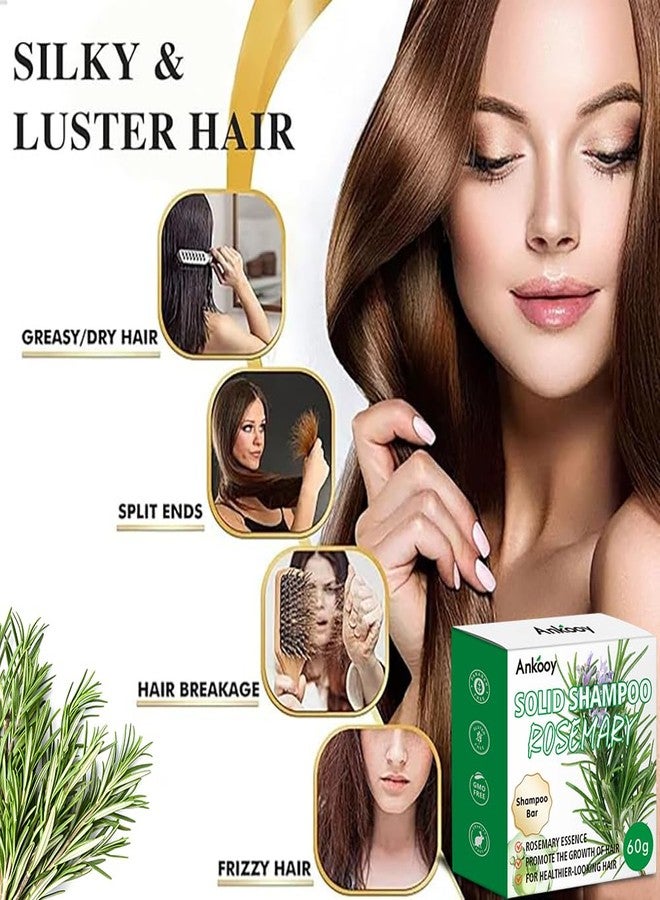 Ankooy شامبو بار زيت إكليل الجبل عبوة 2، صابون صلب طبيعي لنمو الشعر، شامبو بار فعال لتنظيف فروة الرأس ومنع تساقط الشعر، تحكم عضوي في زيت الشعر، تقوية، تكثيف وزيادة حجم الشعر - Image 5