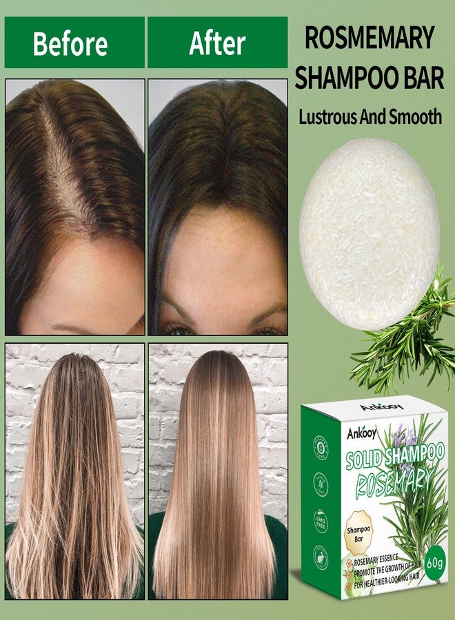 Ankooy شامبو بار زيت إكليل الجبل عبوة 2، صابون صلب طبيعي لنمو الشعر، شامبو بار فعال لتنظيف فروة الرأس ومنع تساقط الشعر، تحكم عضوي في زيت الشعر، تقوية، تكثيف وزيادة حجم الشعر - Image 4