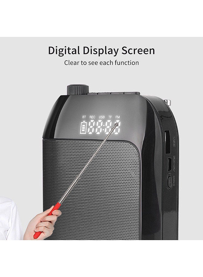 Generic Portable Voice Speaker Amplifier for Teachers with Wireless Microphone Headset Waistband Rechargeable Personal BT Speaker Support Music Recording FM Radio  - Image 3