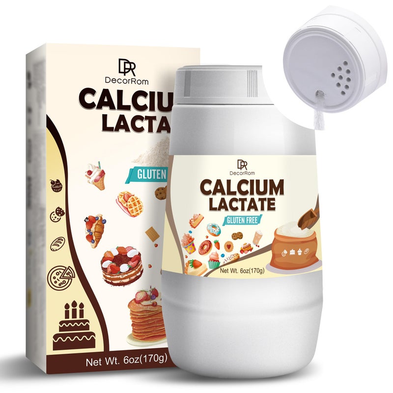 Calcium Lactate Powder 6oz Pure FoodGrade Calcium Lactate NonGMO Food Stabilizer for Baking Cooking Neutralize Acidity Bulking Agent Breads Pastries Ice Cream Jellies Dairy Products