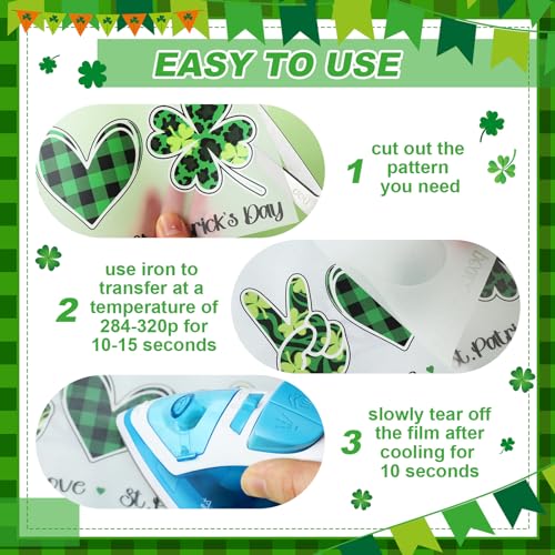 Tellingyou 36 Sheets St. Patrick's Day Iron on Transfers St. Patrick's Day Patches Vinyl Iron on Shamrock Patch Embroidered Applique for T Shirt Jacket Pillow Covers Backpack Hoodies DIY Decorations - Image 4