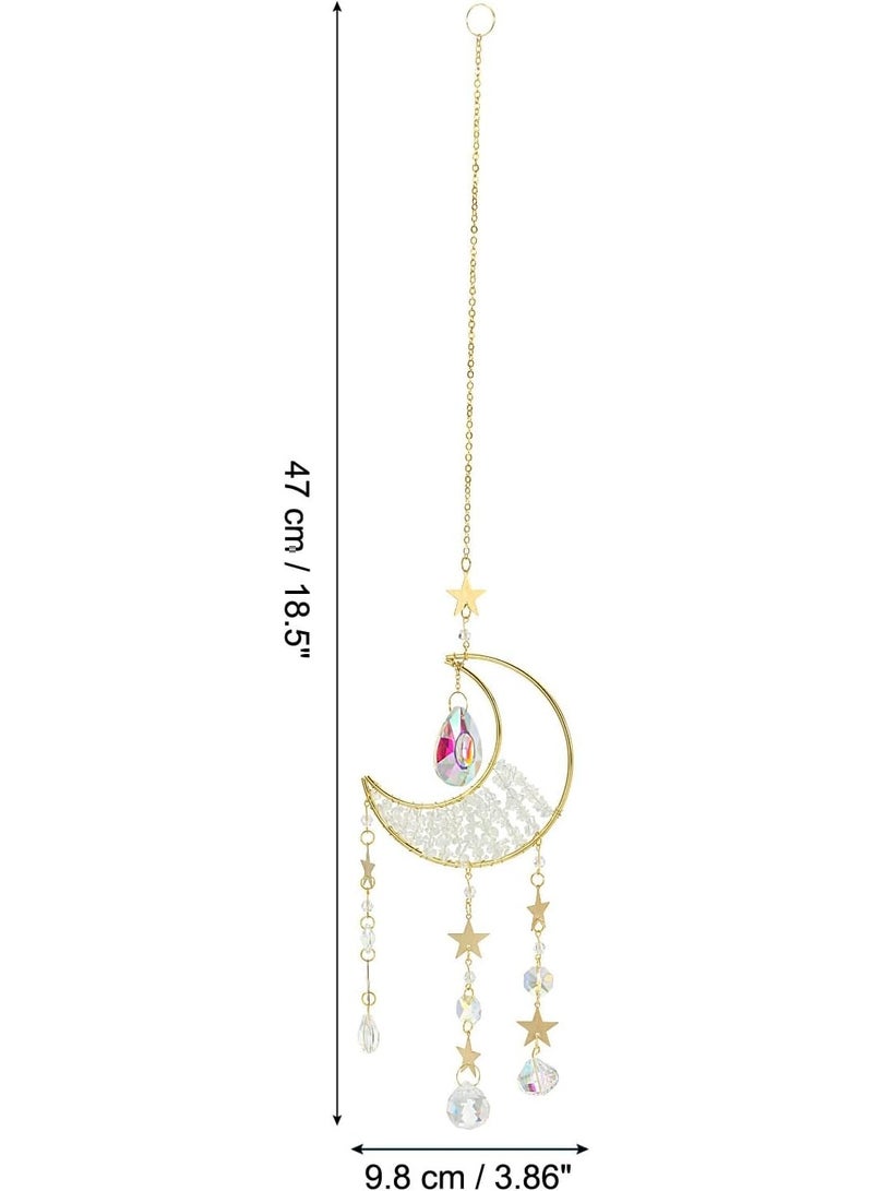 Moon Suncatcher, Crystal Sun Catcher Hanging Prism Wind Chimes for Indoor/Outdoor Window Home Car Garden Wedding Decor Birthday Party, White - Image 4