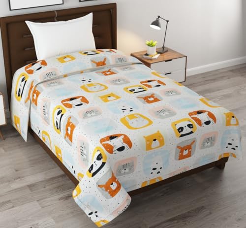 FRESH FROM LOOM Summer Collection Microfiber Single Bed Blanket for Kids | Cartoon Printed Dohar for Kids Boy & Girls | Soft Children Comforters | Summer Blanket (60x90 in | Panda Cream) | TC - 144 - Image 1