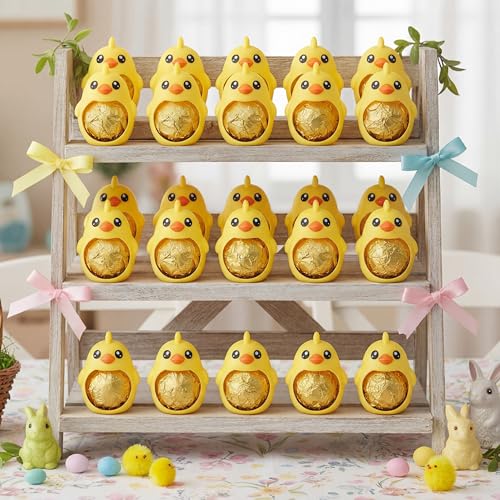 Willinglong 24 Pcs Chicken Candy Holder Yellow Chick Chocolate Package Party Supplies Party Gift Filler Chicken Greeting Candy Holder for School Cookie Sweets Parties Favor - Image 1