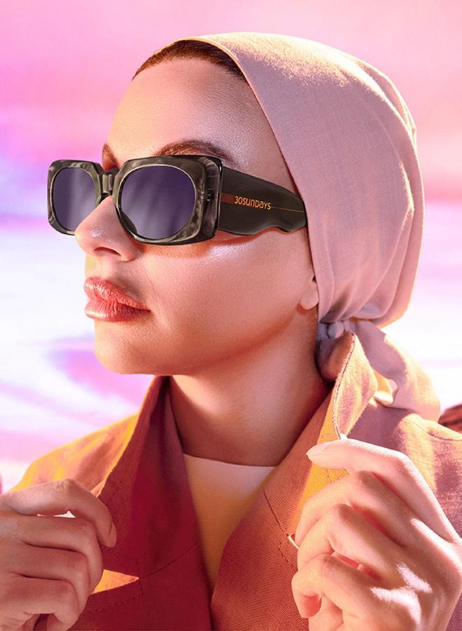 30 سندايز نظارات شمسية نسائية مستطيلة بحماية  من بايبر رمادي، بنفسجي - Image 4