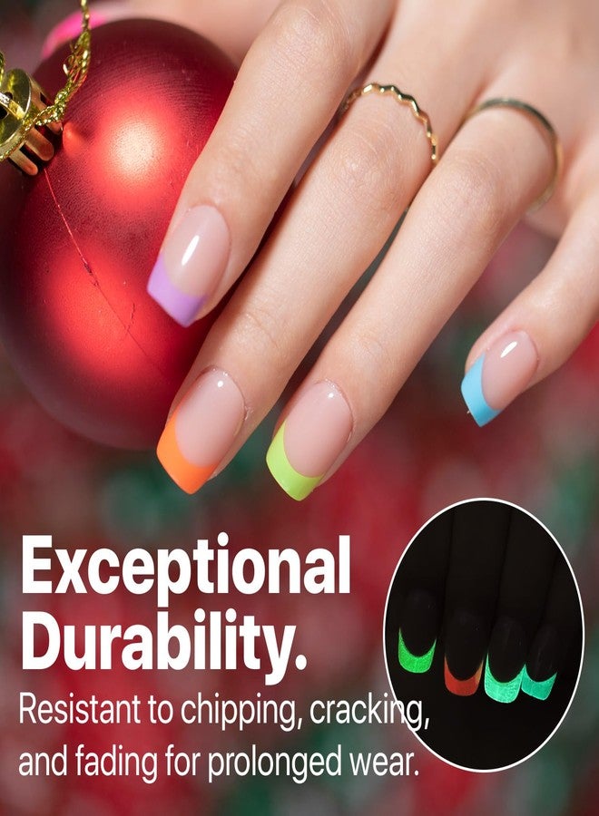 SXC Cosmetics X-Pro Tips French Tip Press On Nails - Bright Pastel Glow in the Dark Series (GLOW113KIT-XS Square) - Image 3