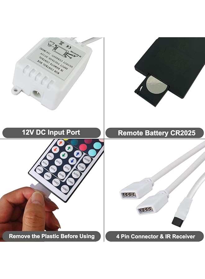 erorex Rgb Led Light Strip Remote Controller 4 Pin 2 Ports Output Dimmer With 44 Keys Wireless Ir Remote Control Receiver For 5050 3528 Rgb Strip Lights - Image 4