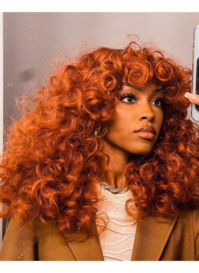 ANNISOUL - Copper Curly Wigs For Black Women Long Curly Afro Wig With Bangs For Women Big Bouncy Fluffy Synthetic Fiber Glueless Hair For Cosplay And Daily - Image 1
