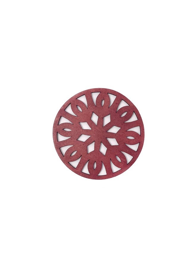 IndionArt Trayodash 77mm Decorative Wooden Tea Coaster Set with Stand Hand-Painted Spill-Resistant Mandala Design (4, Cherrywood) - Image 5