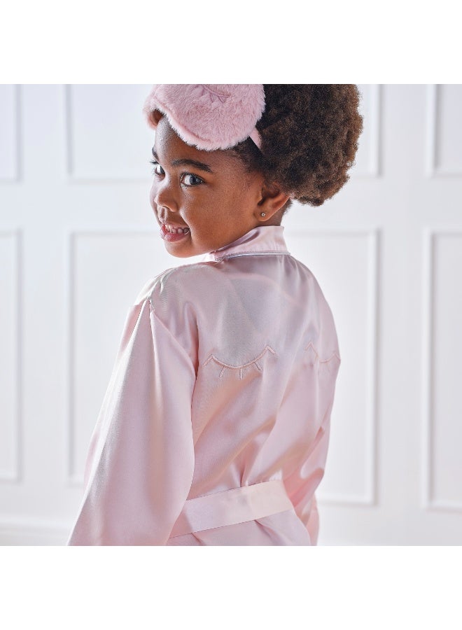 Ginger Ray Pink Satin Embroidered Dressing Gown - 7-9Yrs - Image 1