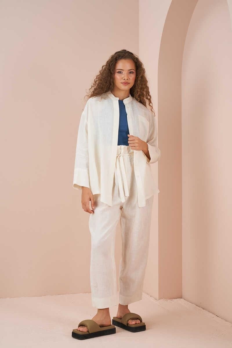 Mevra Oversize Jacket Tunic Linen Ecru  - Image 4
