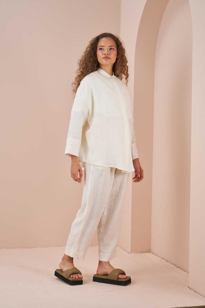 Mevra Oversize Jacket Tunic Linen Ecru  - Image 3