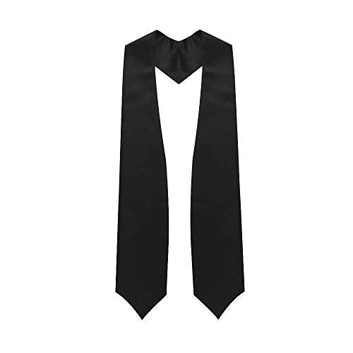 Endea Graduation Endea Black Graduation Stole - Plain Color, Unisex, 62" Graduation Sash (Black) - Image 1