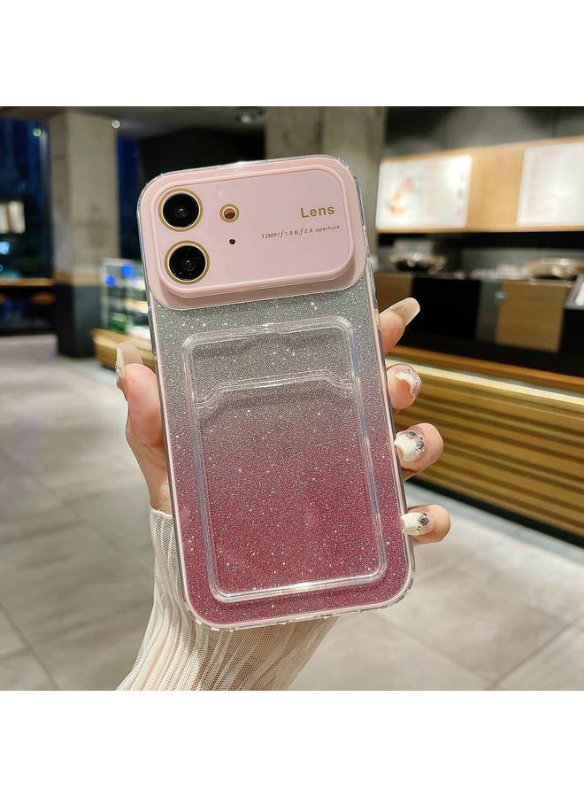 S-TOP Case For iPhone 11 Large Window Gradient Glitter Phone Case with Card Slot - Image 1