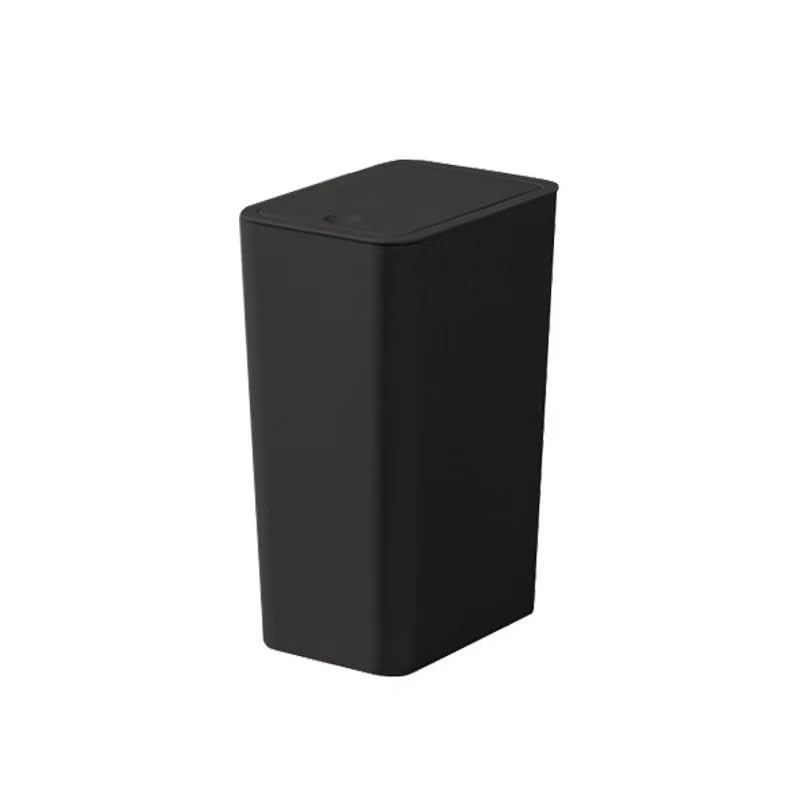 Reflygen Compact Push-in Trash Can with Lid for Bathrooms, Kitchens, Living Rooms, Offices, Etc., Trash Can with Pop-Up Lid, 10 Liter/2.6 Gallon Slimline (Black) - Image 1