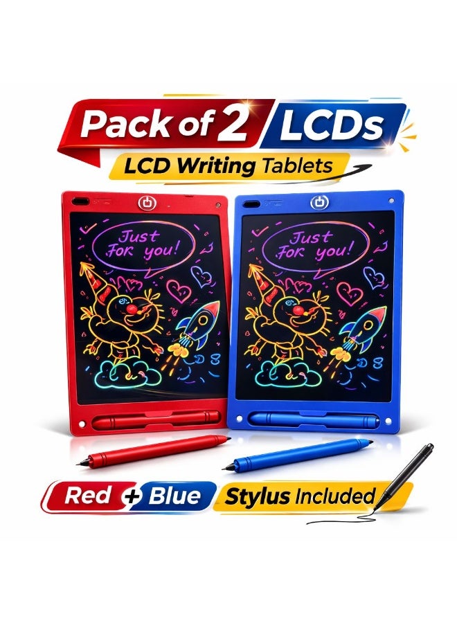 Fikriyah Red & Blue - Pack of 2 |8.5 Inch LCD Writing Tablet | Digital Drawing Pad with Stylus & Erase Button - Image 3