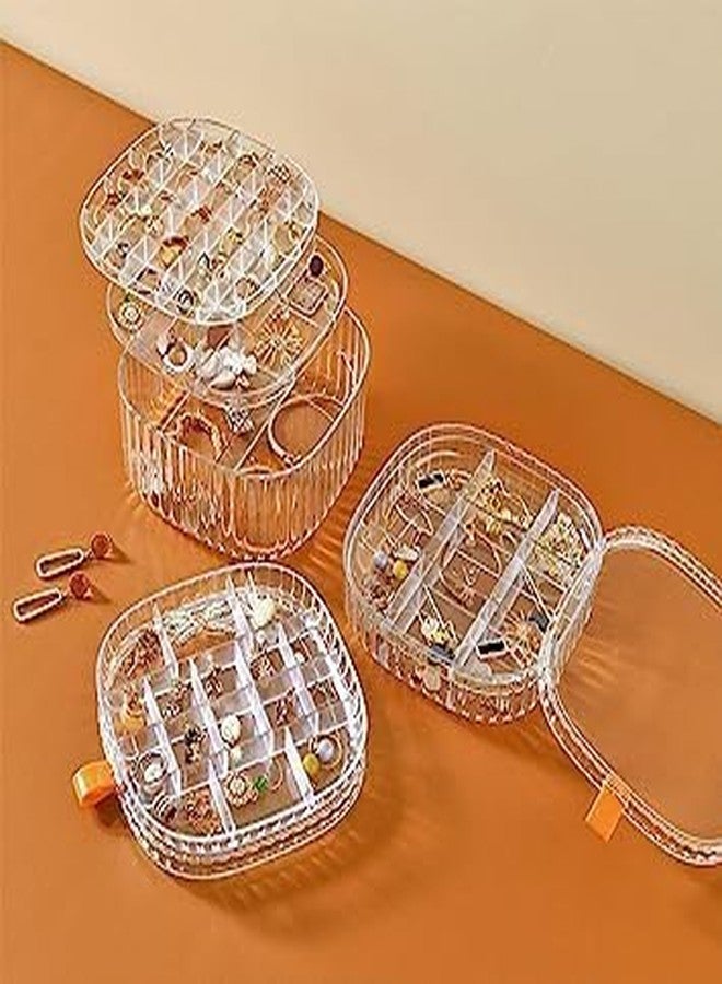 Fennec Mart Multi Compartment Jewelry Organizer Box Transparent 3 Layer Acrylic Case for Rings, Chains, Bracelets & More Gift for Her (Transparent Colour) - Image 2