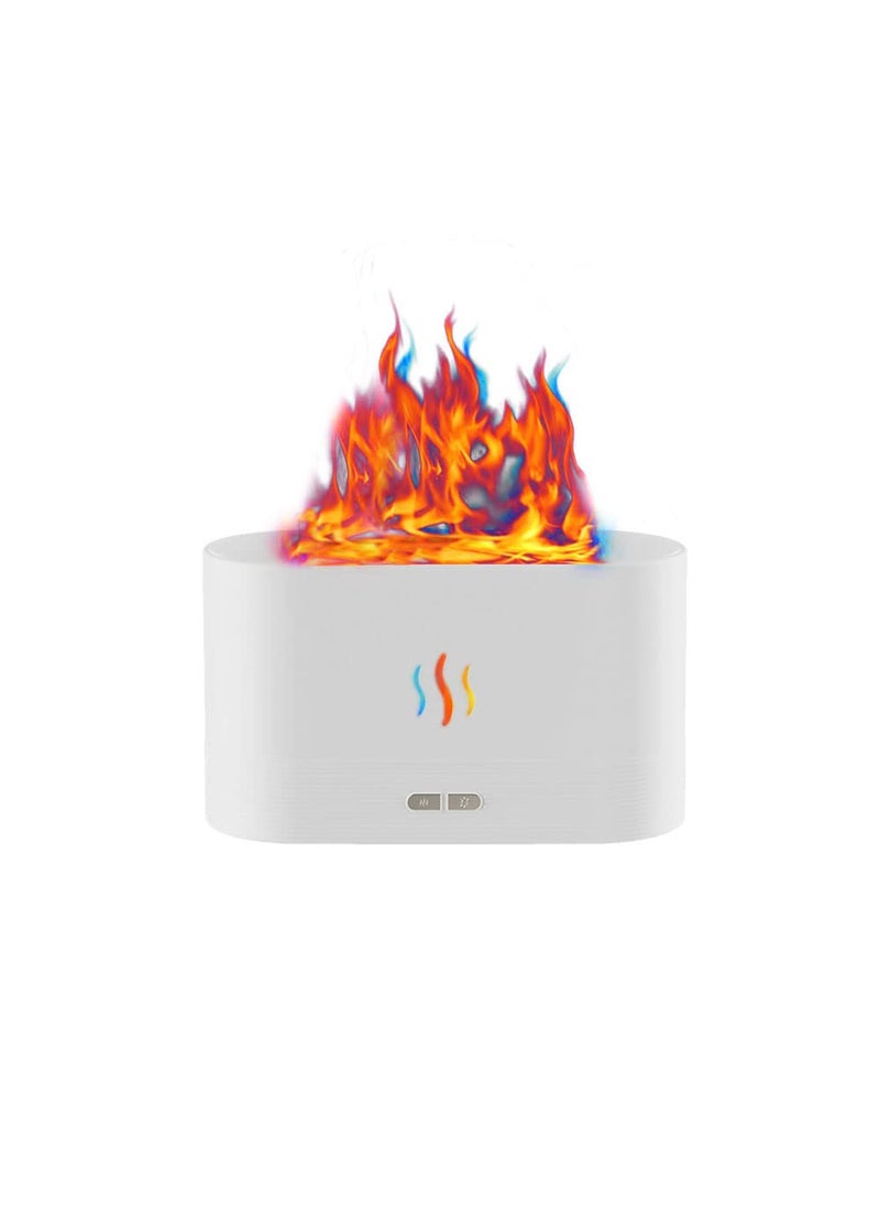 Chunyouhai Upgraded 7 Color Flame Fireplace Air Aroma Essential Oil DiffuserUSB Personal Desktop Noiseless Cool Mist Humidifier with AutoOff Protection for HomeOffice Gift WHITE 