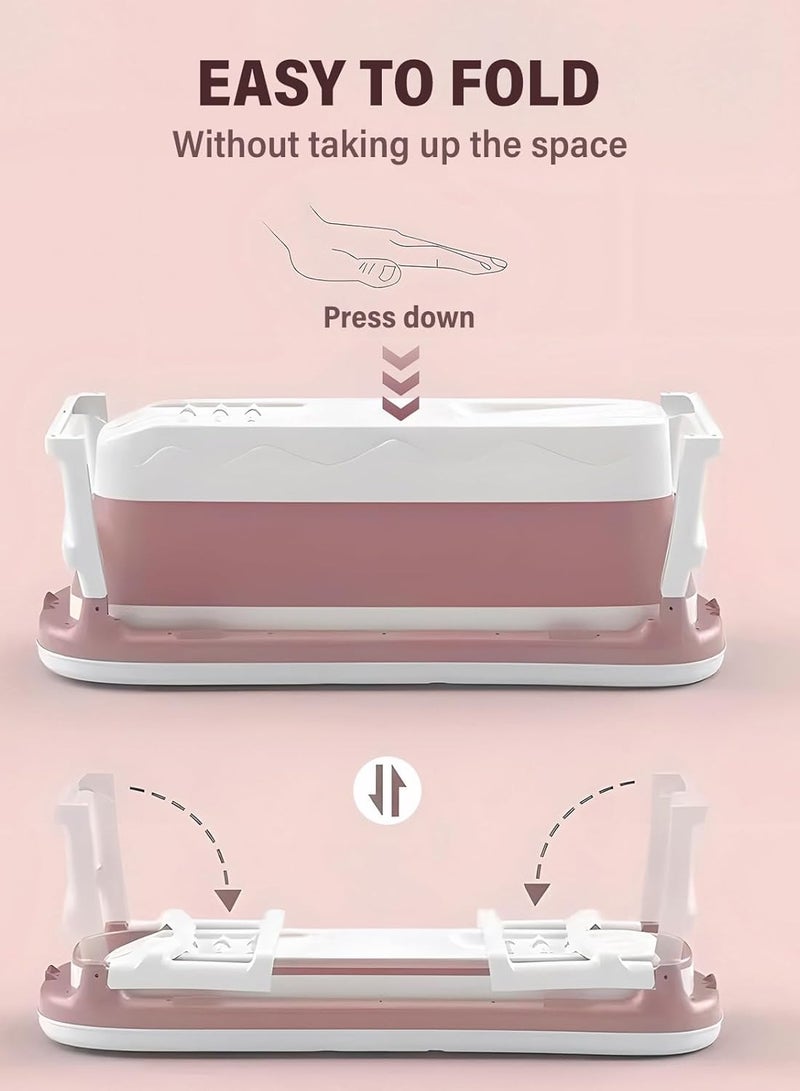 Big Portable bathtub with cover White/Pink with foam pillow 148 cm - Image 3