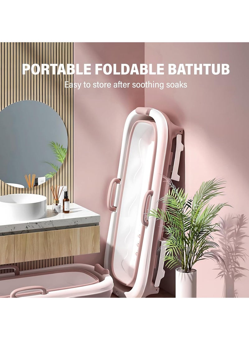Big Portable bathtub with cover White/Pink with foam pillow 148 cm - Image 5
