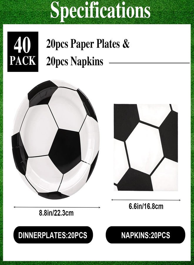 FOIMAS 40pcs Soccer Plates and Napkins Party Decorations, Disposable Soccer Themed Birthday Paper Plates and Napkins Tableware Set Sports Party Supplies for Birthday Baby Shower Game Favors - Image 2