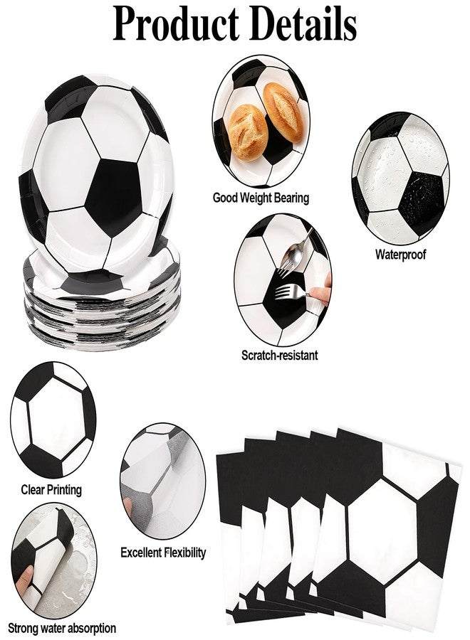 FOIMAS 40pcs Soccer Plates and Napkins Party Decorations, Disposable Soccer Themed Birthday Paper Plates and Napkins Tableware Set Sports Party Supplies for Birthday Baby Shower Game Favors - Image 3