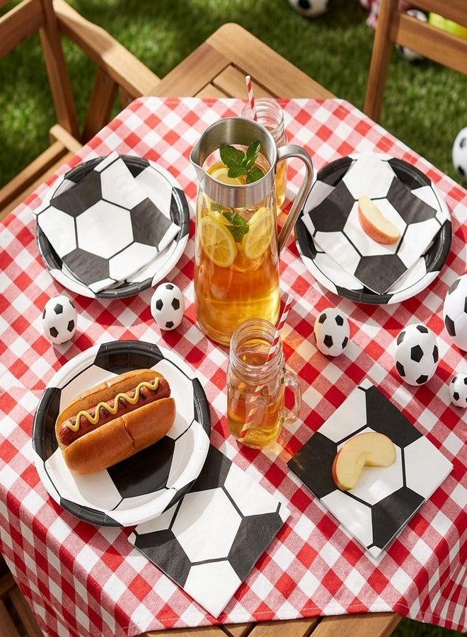 FOIMAS 40pcs Soccer Plates and Napkins Party Decorations, Disposable Soccer Themed Birthday Paper Plates and Napkins Tableware Set Sports Party Supplies for Birthday Baby Shower Game Favors - Image 4
