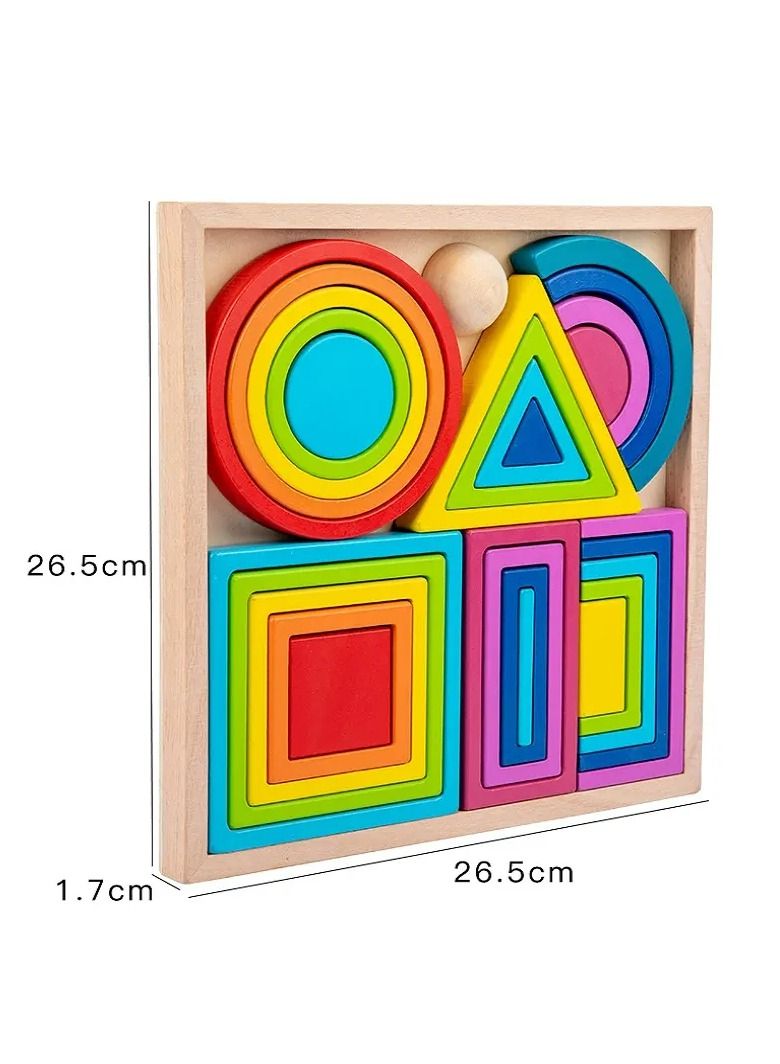 GULFLINK Wooden Rainbow Kids Stacking Toy Set Learning Set Colourful - Image 4
