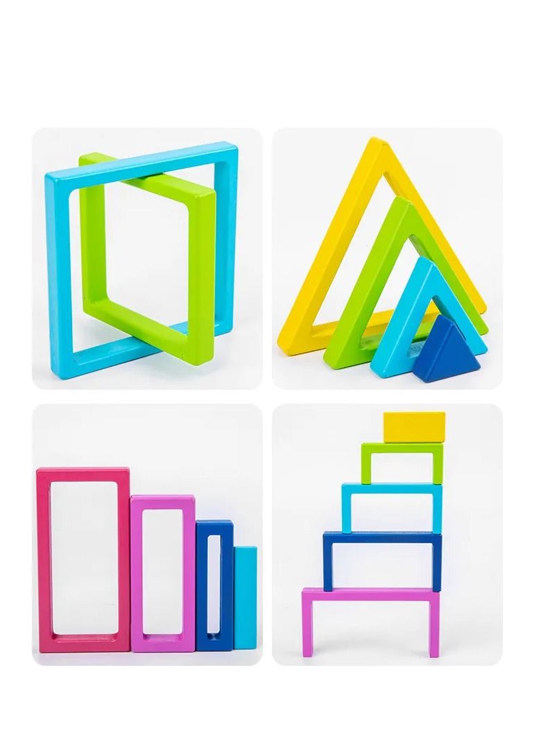 GULFLINK Wooden Rainbow Kids Stacking Toy Set Learning Set Colourful - Image 5