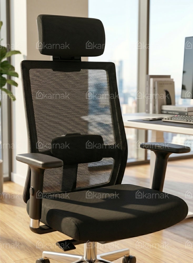 Karnak Model High Back Office Chair, Executive Swivel Chair with Adjustable Headrest, Lumbar Support, Recline Gaming Chair for Home, Office and Study - Image 2