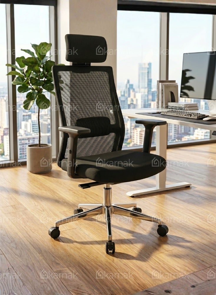 Karnak Model High Back Office Chair, Executive Swivel Chair with Adjustable Headrest, Lumbar Support, Recline Gaming Chair for Home, Office and Study - Image 3